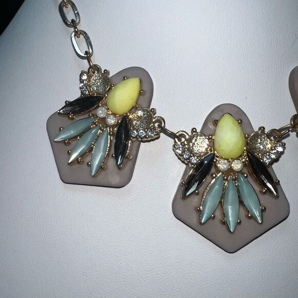 Gold Tone Paper Clip Chain Art‎ Deco Style Statement Bib Necklace - Picture 2 of 7